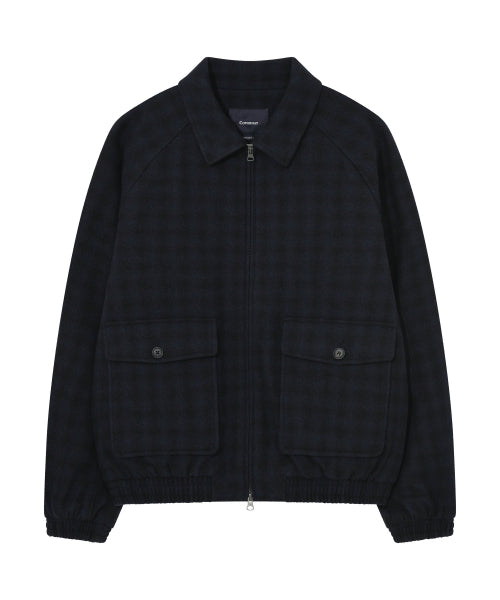WOOL CHECK COLLAR BLOUSON