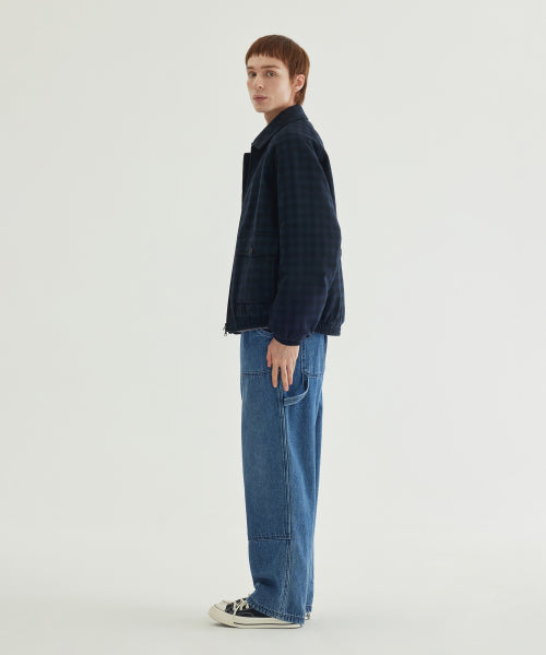 WOOL CHECK COLLAR BLOUSON