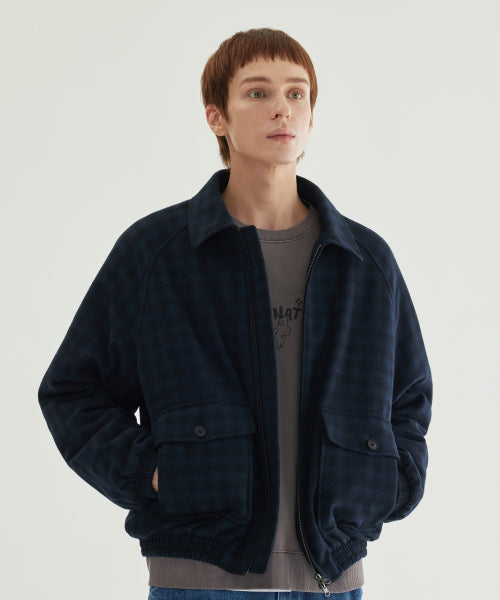 WOOL CHECK COLLAR BLOUSON