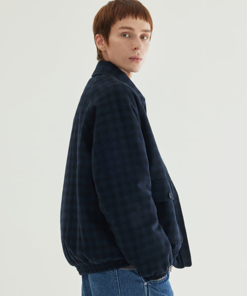 WOOL CHECK COLLAR BLOUSON
