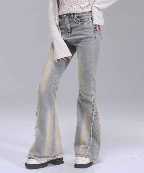 Shula Washing Bootscut Denim Pants  [LIGHT BLUE]