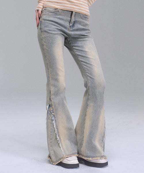 Shula Washing Bootscut Denim Pants  [LIGHT BLUE]