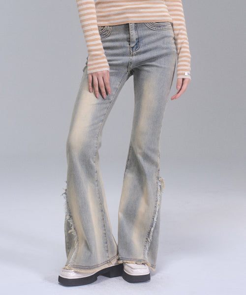 Shula Washing Bootscut Denim Pants  [LIGHT BLUE]