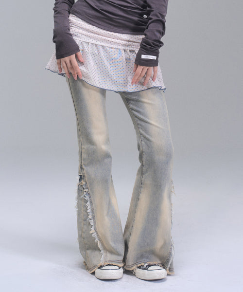 Shula Washing Bootscut Denim Pants  [LIGHT BLUE]