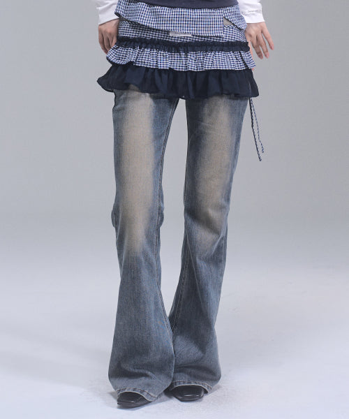 May Washing Bootcut Denim Pants [BLUE]