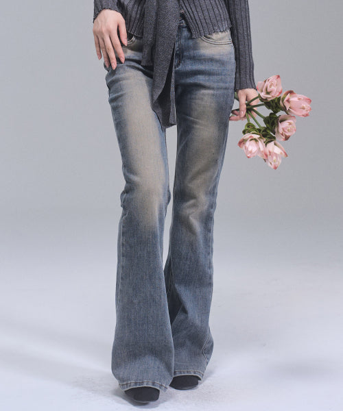 May Washing Bootcut Denim Pants [BLUE]