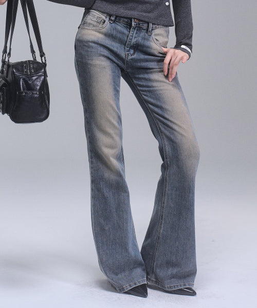 May Washing Bootcut Denim Pants [BLUE]