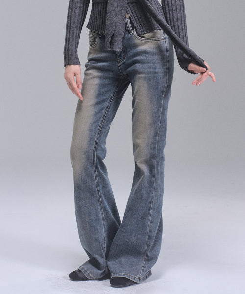 May Washing Bootcut Denim Pants [BLUE]