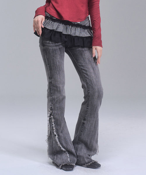 Delhi Checkered Layered Wrap Skirt [BLACK]