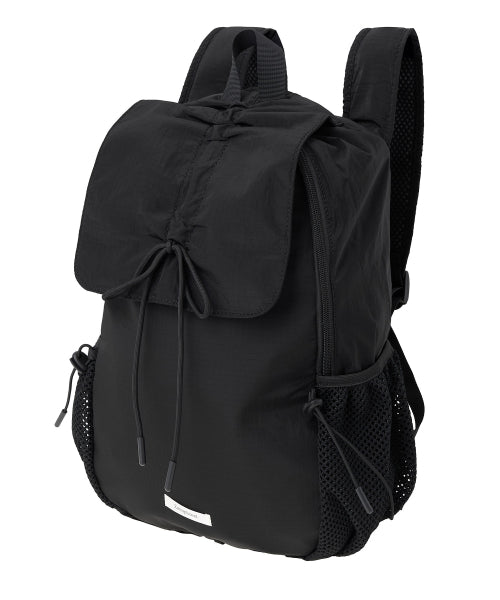 Nylon Shirring Ribbon Backpack [BLACK]