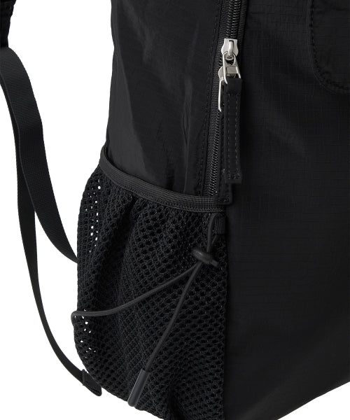 Nylon Shirring Ribbon Backpack [BLACK]