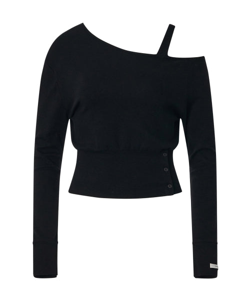 Harper Unbalanced Off-Shoulder Top [BLACK]