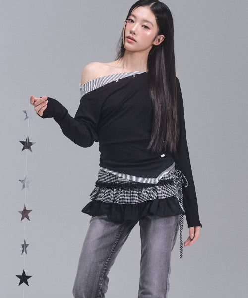 Fay Streep Off-Shoulder Top [BLACK]