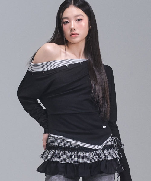 Fay Streep Off-Shoulder Top [BLACK]