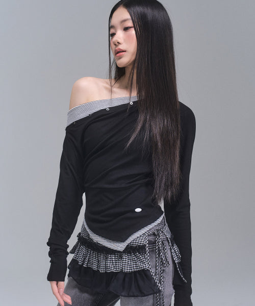 Fay Streep Off-Shoulder Top [BLACK]