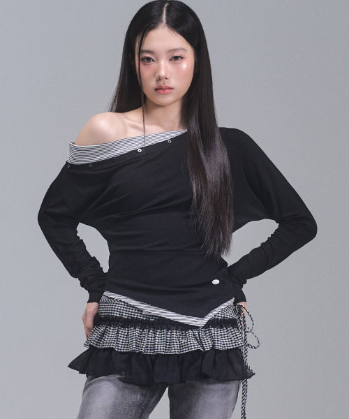 Fay Streep Off-Shoulder Top [BLACK]