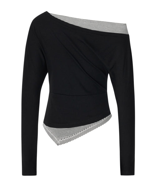 Fay Streep Off-Shoulder Top [BLACK]