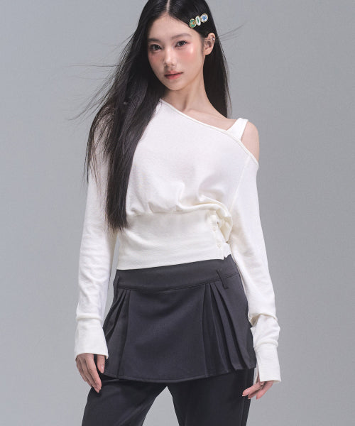 Harper Unbalanced Off-Shoulder Top [IVORY]