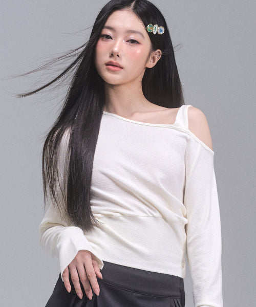 Harper Unbalanced Off-Shoulder Top [IVORY]