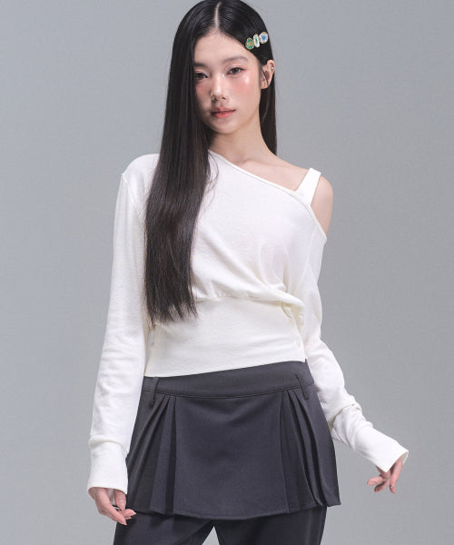 Harper Unbalanced Off-Shoulder Top [IVORY]