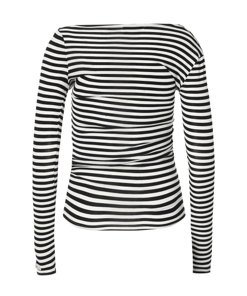 Chloe Unbalanced Sleeve Top [WHITE STRIPE]
