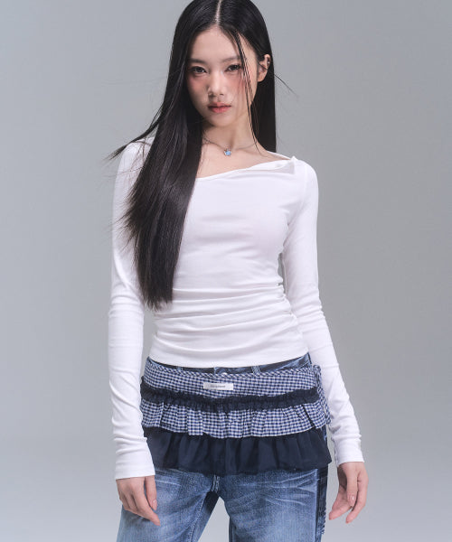 Chloe Unbalanced Sleeve Top [WHITE]