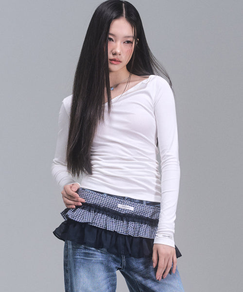 Chloe Unbalanced Sleeve Top [WHITE]