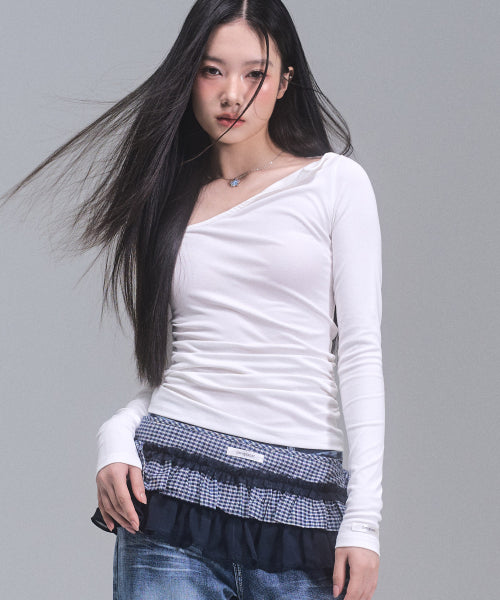 Chloe Unbalanced Sleeve Top [WHITE]