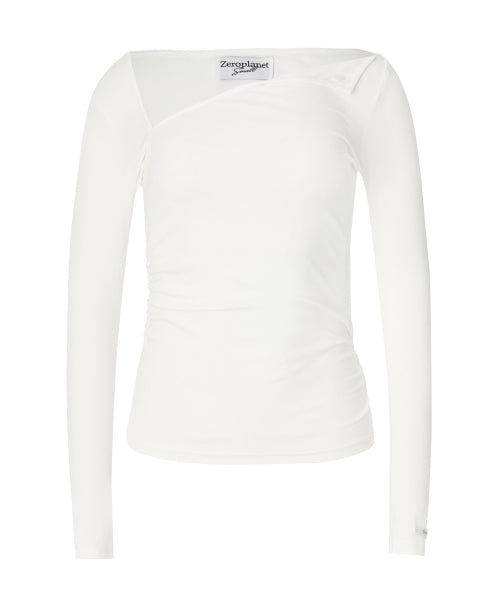 Chloe Unbalanced Sleeve Top [WHITE]