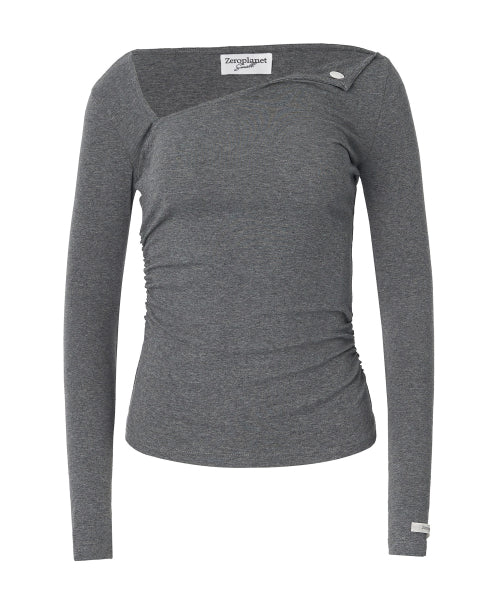 Chloe Unbalanced Sleeve Top [GREY]