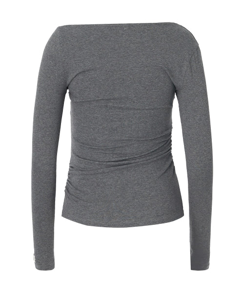 Chloe Unbalanced Sleeve Top [GREY]