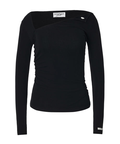 Chloe Unbalanced Sleeve Top [BLACK]
