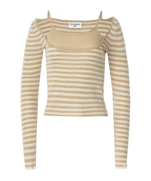 Coy Stripe Knit Top [CARAMEL]