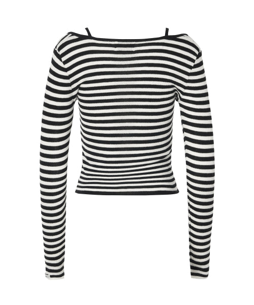Coy Stripe Knit Top [BLACK]