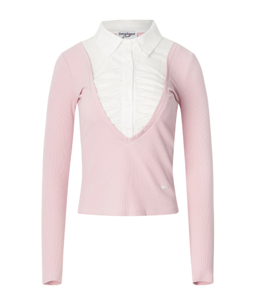 Katie Layered Long Sleeve Top [PINK]