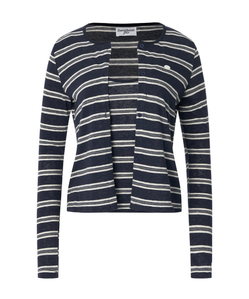 Kelly Stripe Cardigan Set [NAVY]