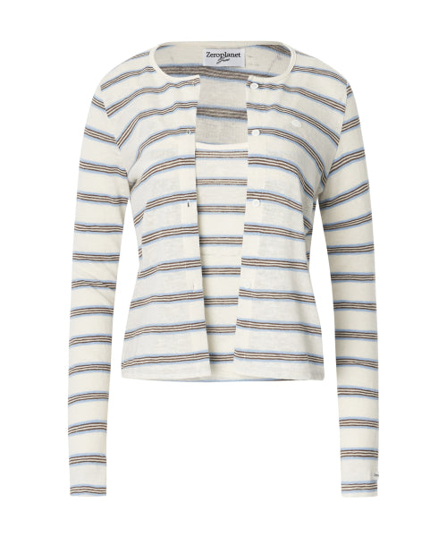 Kelly Stripe Cardigan Set [IVORY]