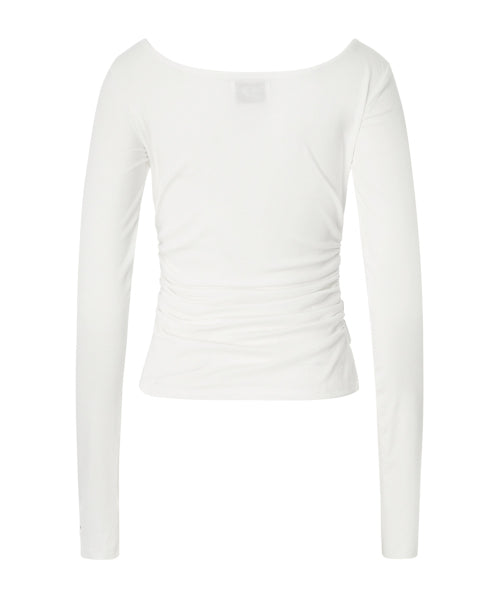 Joy Shirring Long Sleeve Top [WHITE]