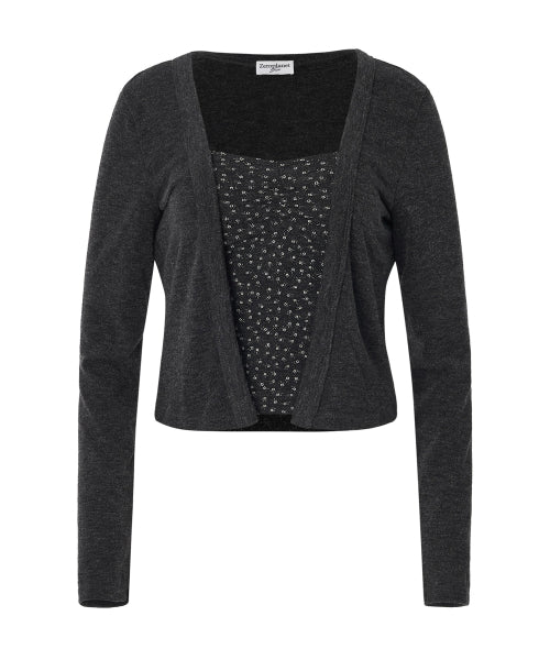 Jane Flower Cardigan Set [CHARCOAL]