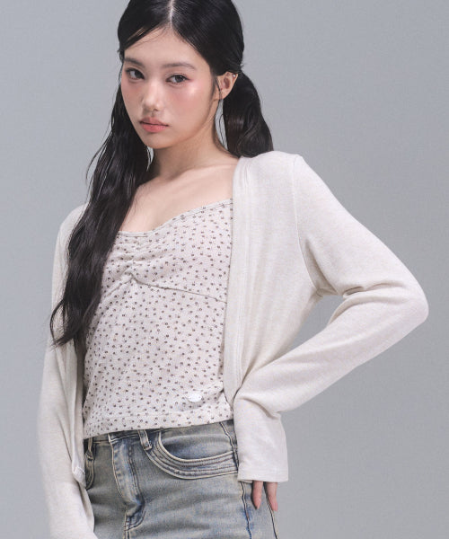 Jane Flower Cardigan Set [BEIGE]