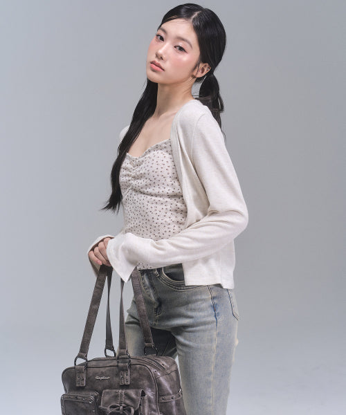 Jane Flower Cardigan Set [BEIGE]
