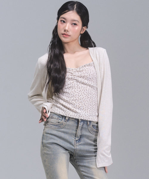 Jane Flower Cardigan Set [BEIGE]