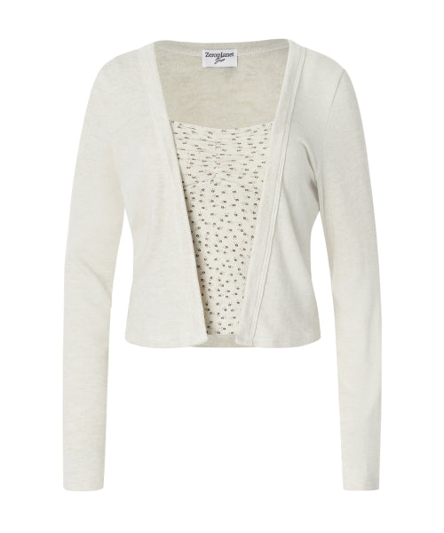 Jane Flower Cardigan Set [BEIGE]