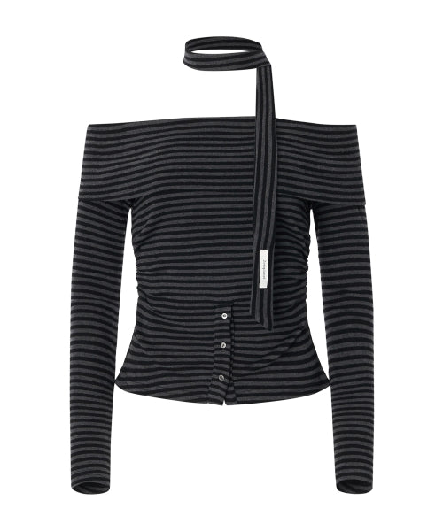 Ian Off-Shoulder Scarf Set [STRIPE]