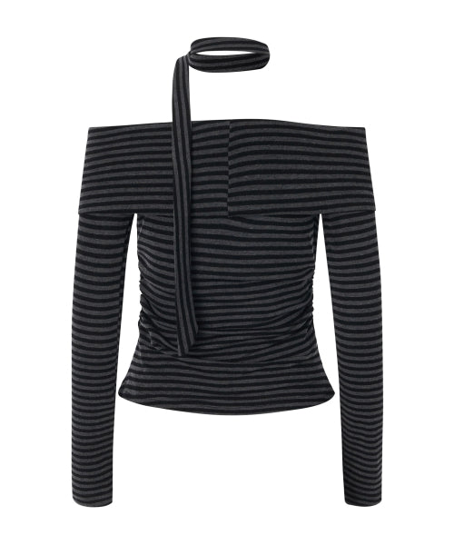 Ian Off-Shoulder Scarf Set [STRIPE]