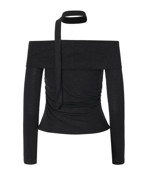 Ian Off-Shoulder Scarf Set [CHARCOAL]