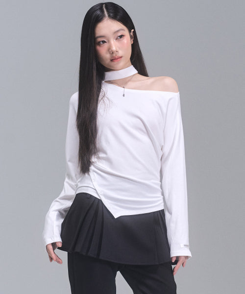 Irene Unbalanced Button Top [WHITE]