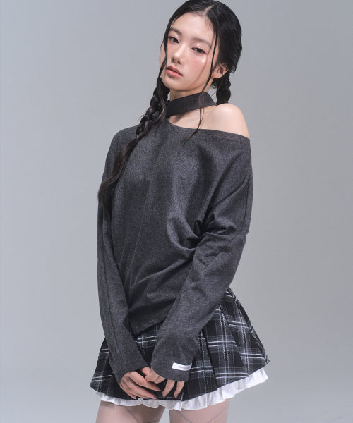 Irene Unbalanced Button Top [CHARCOAL]