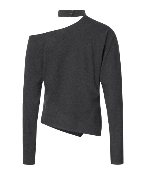 Irene Unbalanced Button Top [CHARCOAL]
