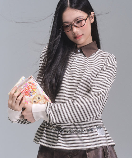 Sydney Stripe Collar Sweatshirt [IVORY]